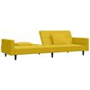 vidaXL Dvivietė sofa-lova su dvejomis pagalvėmis, geltona, aksomas