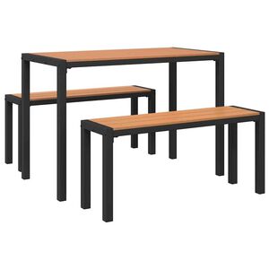 vidaXL Sodo valgomojo komplektas su pagalve 3 pcs Ruda Plienas