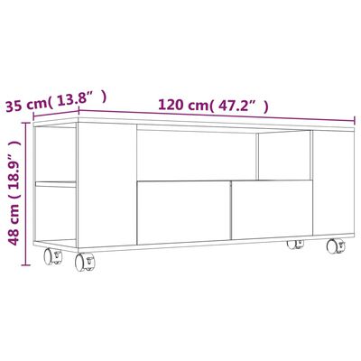 vidaXL Televizoriaus spintelė, pilka, 120x35x48 cm, mediena, blizgi