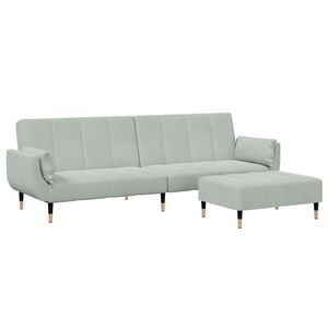 vidaXL Dvivietė sofa-lova su pakoja, &scaron;viesiai pilkos spalvos, aksomas