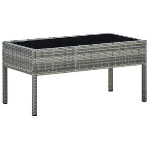 vidaXL Sodo stalas, pilkos spalvos, 75x40x37cm, poliratanas