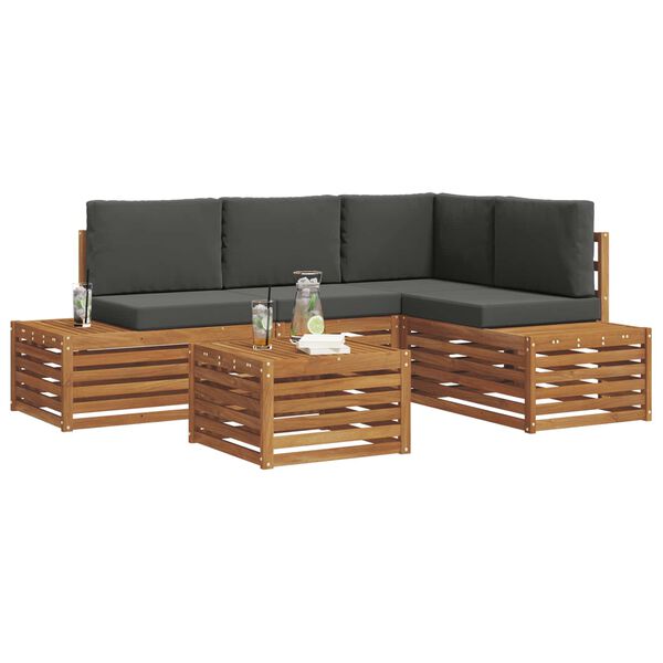 vidaXL Lauko sofos komplektas 5 Vienetas Natūralus ir antracitas