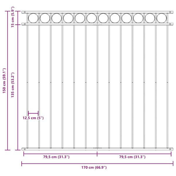 vidaXL Tvoros plok&scaron;tė Assen, plienas, 1,7x1,5 m, juoda