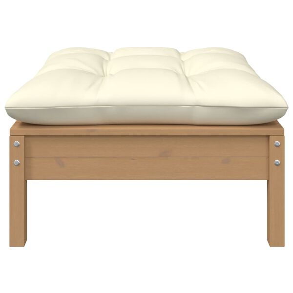 vidaXL Sodo pakoja su kremine pagalvėle, medaus ruda, pušies masyvas