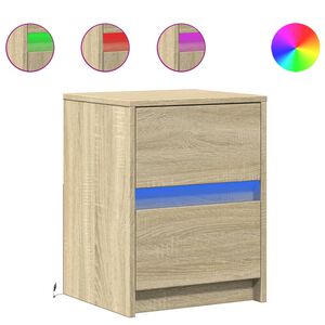 vidaXL Naktinės spintelės su LED lemputėmis, 2vnt., ąžuolo, mediena