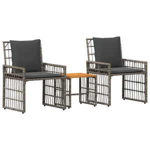 vidaXL Lauko baldų komplektas 3 pcs Juoda ir tamsiai pilka