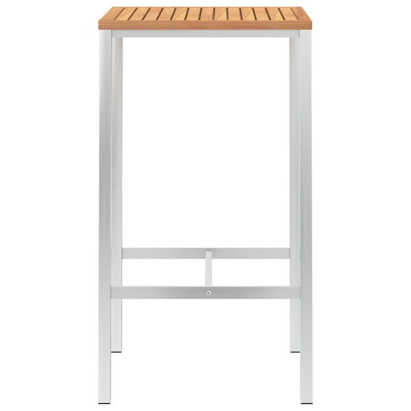 vidaXL Baro stalas, 60x60x105cm, tikmedžio masyvas ir plienas