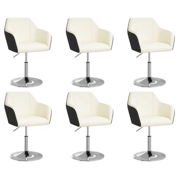 vidaXL Valgomojo kėdės, 6vnt., baltos ir juodos spalvos, dirbtinė oda