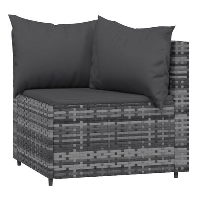 vidaXL Kampinės sofos su pagalvėlėmis, 2vnt., pilkos, poliratanas