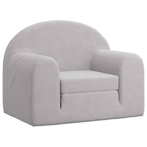 vidaXL Vaiki&scaron;ka sofa-lova, &scaron;viesiai pilkos spalvos, mink&scaron;tas pliu&scaron;as