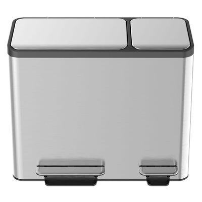 EKO Šiukšliadėžė su pedalu EcoCasa, matinės sidabrinės spalvos, 3x15l
