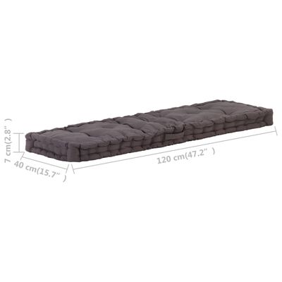 vidaXL Paletės/grindų pagalvėlė, antracito, 120x40x7cm, medvilnė