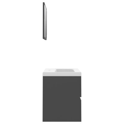 vidaXL Vonios kambario baldų komplektas, pilkos spalvos, MDP