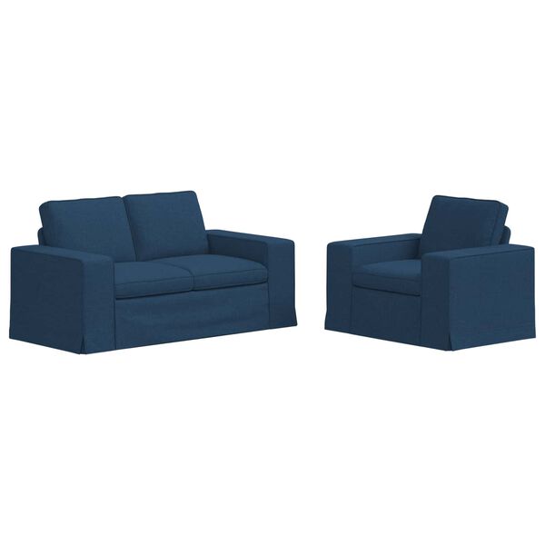 vidaXL Sofa 2 pcs Mėlyna 182 x 80 x 82 cm audinys