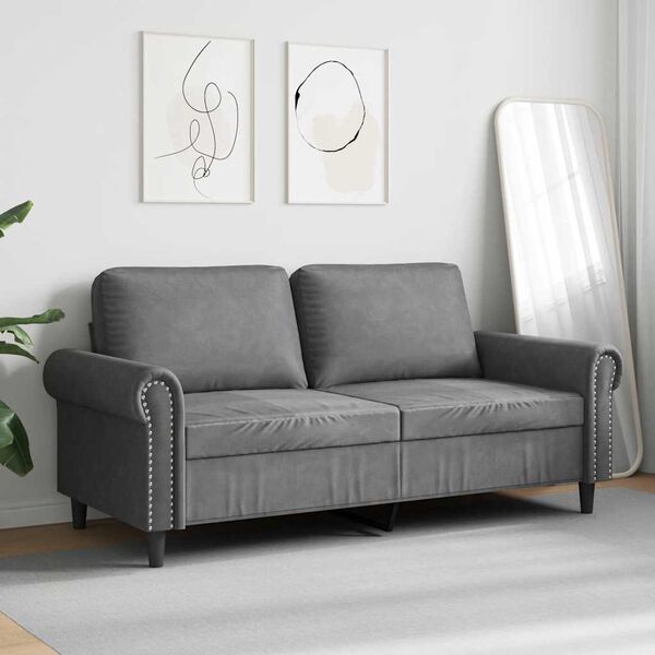 vidaXL Dvivietė sofa, tamsiai pilkos spalvos, 140cm, aksomas