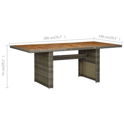 vidaXL Sodo stalas, rudos spalvos, poliratanas ir akacijos masyvas