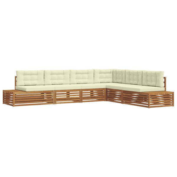 vidaXL Lauko sofos komplektas 6 Vienetas Natūralus ir grietinėlė