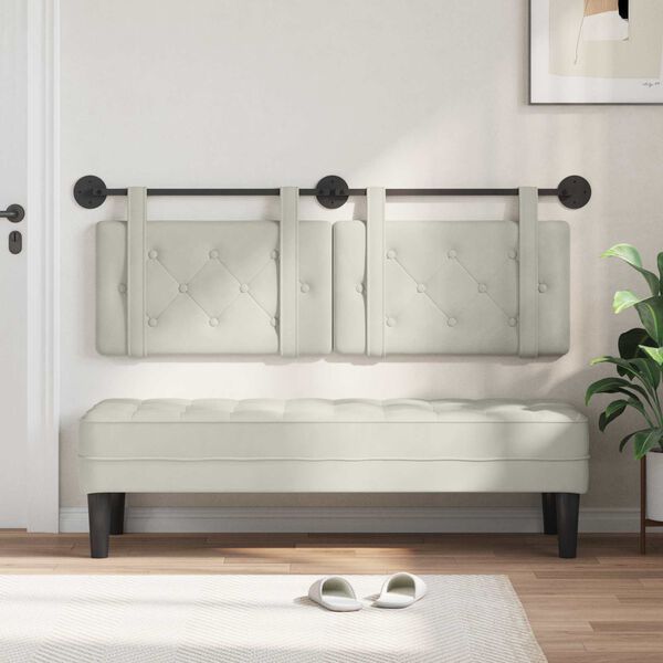 vidaXL Kabantysis galvūgalis Kreminė 150 x 55 x 5 cm Aksomas