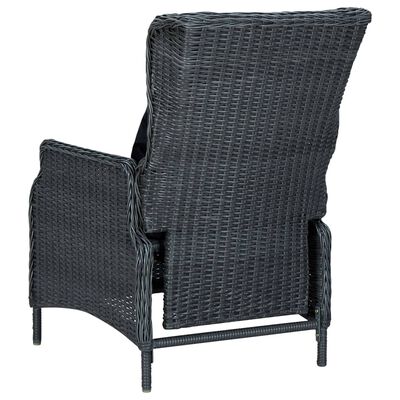 vidaXL Atlošiama sodo kėdė su pagalvėlėmis, tamsiai pilka, poliratanas