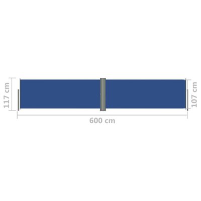vidaXL Ištraukiama šoninė pertvara, mėlynos spalvos, 117x600cm