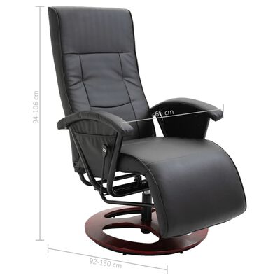 vidaXL TV krėslas, juodos spalvos, dirbtinė oda, pasukamas