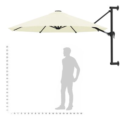 vidaXL Prie sienos montuojamas skėtis su stulpu, 300cm, smėlio sp.