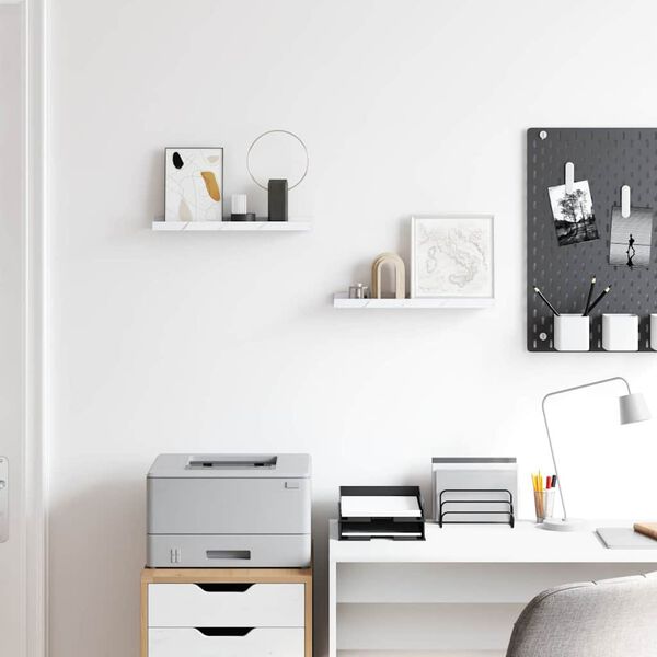 vidaXL Sieninė lentyna su lentyna 2 pcs Balti marmuro 40 x 9 x 3 cm