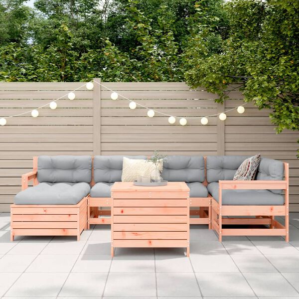 vidaXL Sodo sofos komplektas, 7 dalių, douglas eglės masyvas