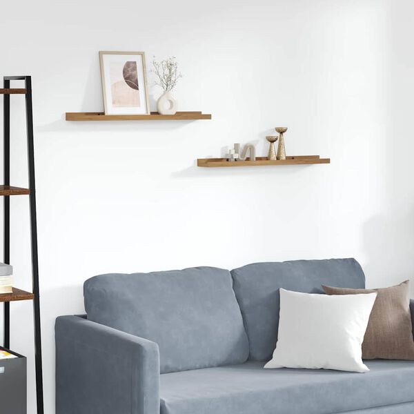 vidaXL Sieninė lentyna 2 pcs Ruda 60 x 9 x 3 cm Apdirbta mediena