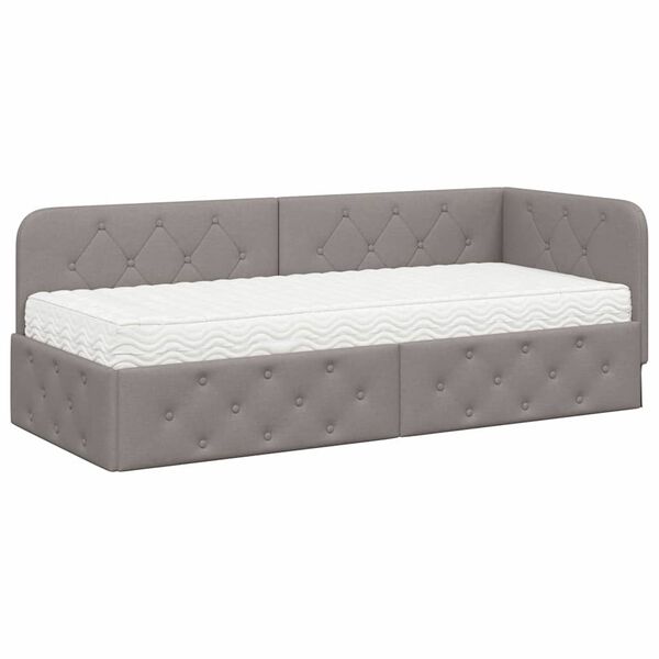 vidaXL Kampinė lovos konstrukcija Taupe 80 x 200 cm audinys