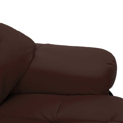 vidaXL Atlošiamas krėslas su pakoja, rudas, dirbtinė oda ir mediena