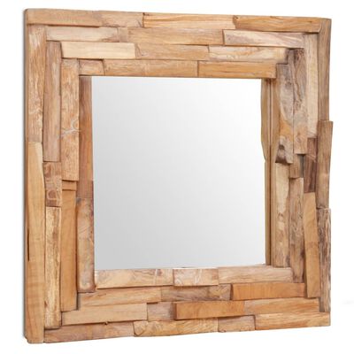 vidaXL Dekoratyvus veidrodis, tikmedis, 60x60cm, kvadrato formos