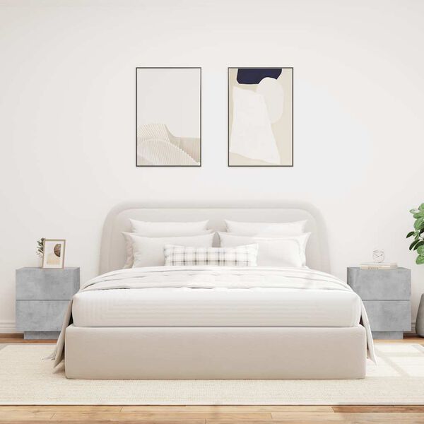 vidaXL Naktinės spintelės su LED lemputėmis, 2vnt., betono, mediena