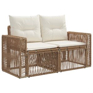 vidaXL Sodo sofa 2-Vietų skaičius Smėlio poliratanas