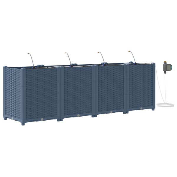 vidaXL Sodo vazonas 4 pcs Pilka 160 x 40 x 52 cm Plastmasė