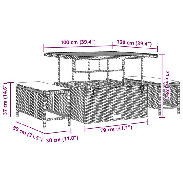 vidaXL Sodo Sofų Rinkinys su pagalve su saugykla 12 pcs Juoda