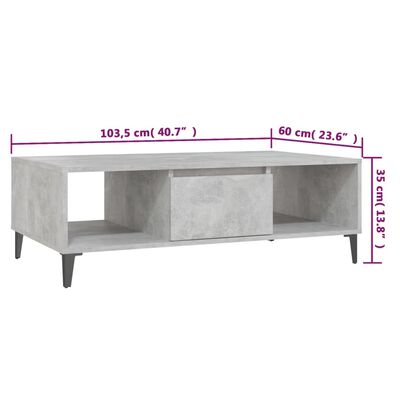 vidaXL Kavos staliukas, betono pilkas, 103,5x60x35cm, apdirbta mediena