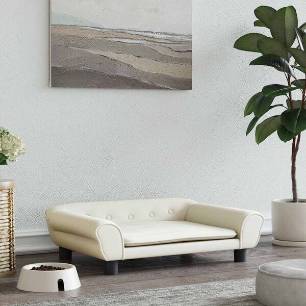 vidaXL Lova šunims, kreminės spalvos, 70x48x22cm, aksomas