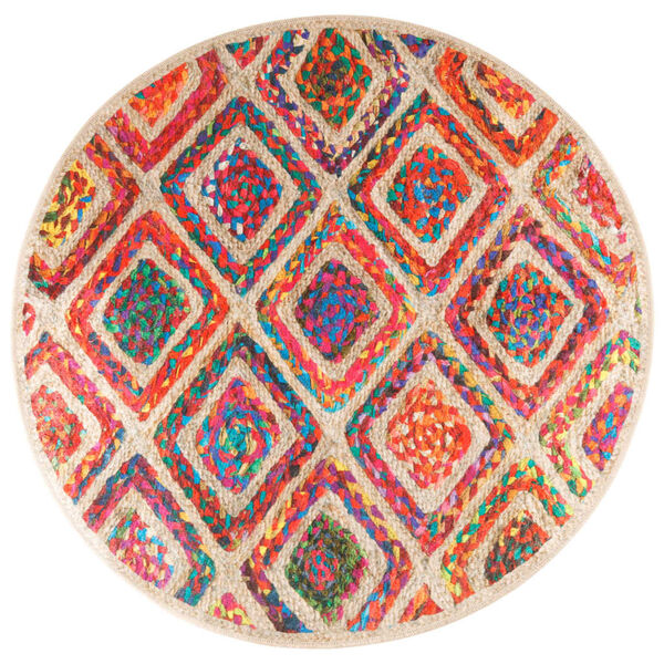 vidaXL Kilimas, spalvotas, 120cm skersmens, neslystantis, plaunamas