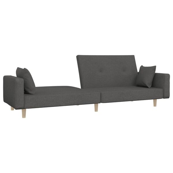 vidaXL Dvivietė sofa-lova su dvejomis pagalvėmis, pilka, audinys