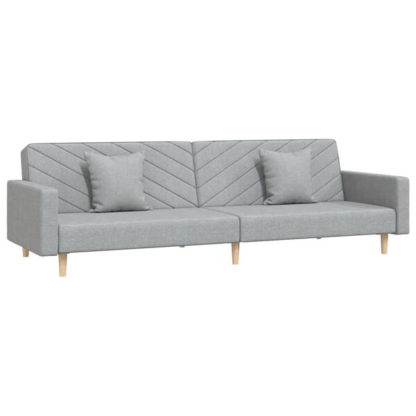 vidaXL Dvivietė sofa-lova su dvejomis pagalvėmis, pilka, audinys