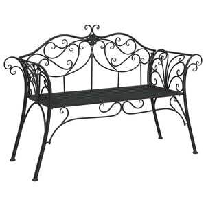 vidaXL Sodo suolas 2-Vietų skaičius 130 x 47 x 90 cm Plienas Juoda