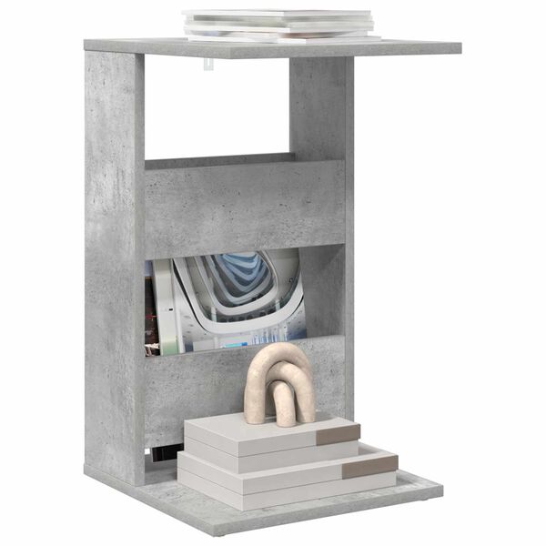vidaXL &Scaron;oninis stalas Betono pilka 40 x 35 x 60,5 cm Apdirbta mediena