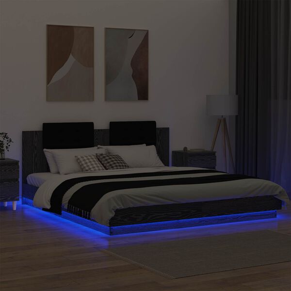 vidaXL Lovos Rėmas su Galvūgaliu Juodas ąžuolas 180 x 200 cm