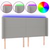 vidaXL Galvūgalis su LED, &scaron;viesiai pilkas, 163x16x118/128cm, audinys
