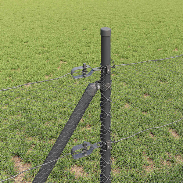 vidaXL Tvora su stulpais Pilka 0.4 x 10 m PVC dengtas plienas