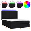 vidaXL Lova su spyruoklėmis/čiužiniu/LED, juoda, 140x190 cm, audinys
