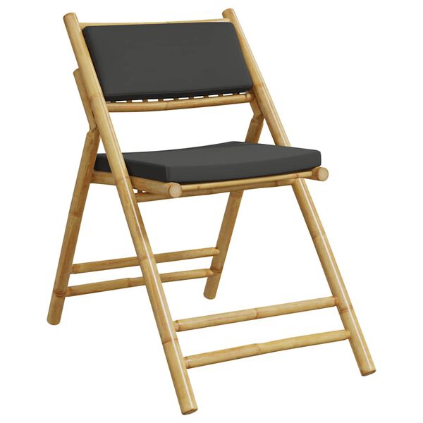 vidaXL Bistro kėdės su tamsiai pilkomis pagalvėlėmis, 4vnt., bambukas