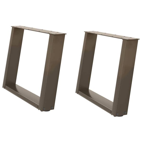 vidaXL Kavos staliuko kojelės, U formos, 2 vnt., natūralus plienas, 60x(42-43) cm, plienas