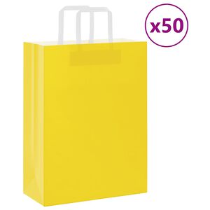 vidaXL Popieriniai mai&scaron;eliai 50vnt. su rankenomis, geltonos 26x12x35cm